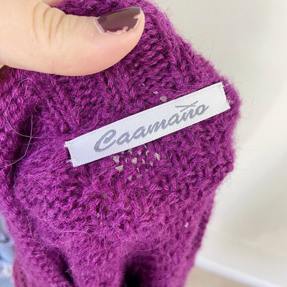 Vintage Women's Alpaca Purple Cable Knit Zip Front Sweater Size Large - Picture 4 of 5